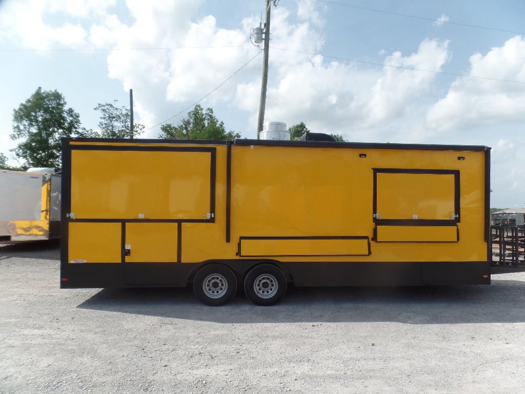 8.5' x 24' Yellow Porch Style Concession Food Trailer