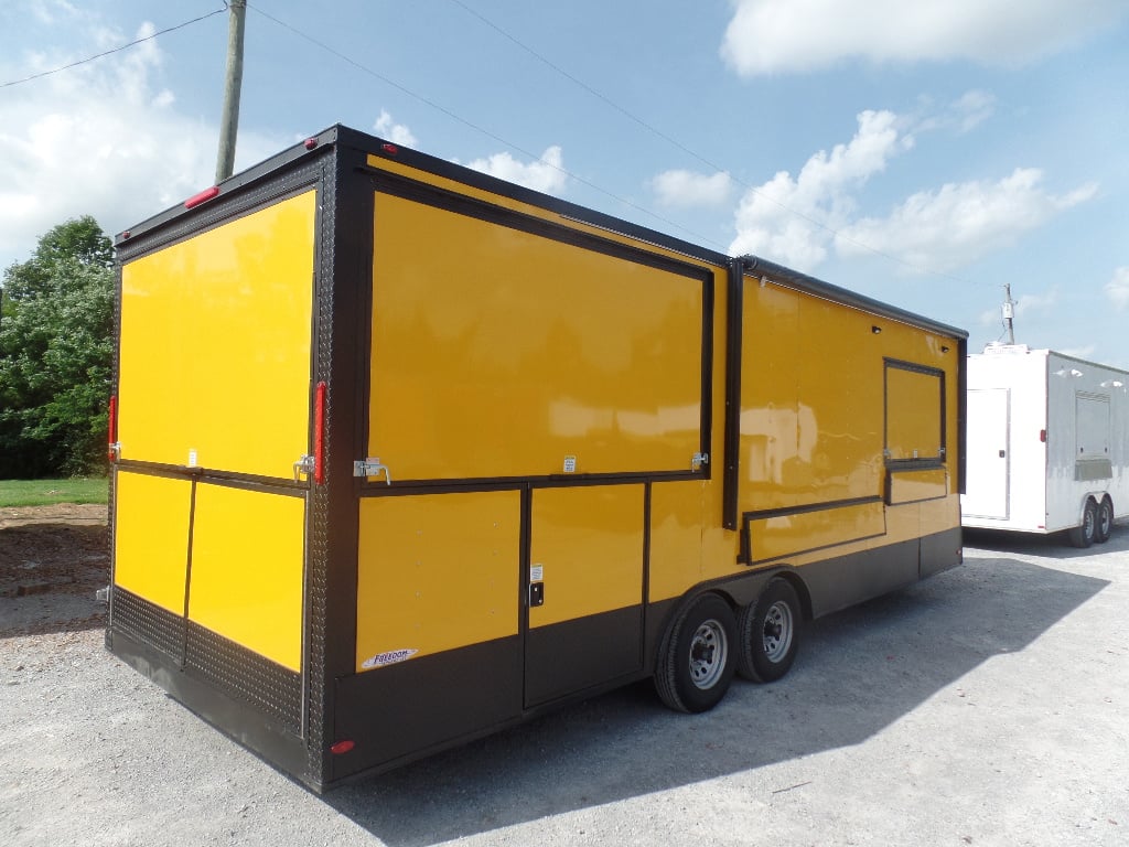 8.5' x 24' Yellow Porch Style Concession Food Trailer