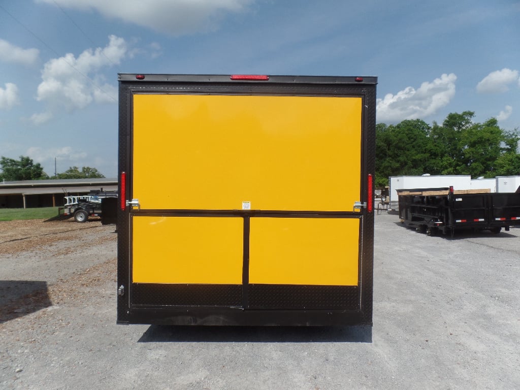 8.5' x 24' Yellow Porch Style Concession Food Trailer