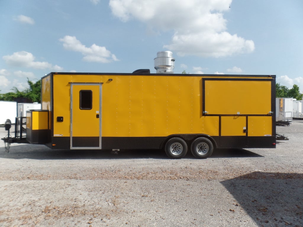 8.5' x 24' Yellow Porch Style Concession Food Trailer