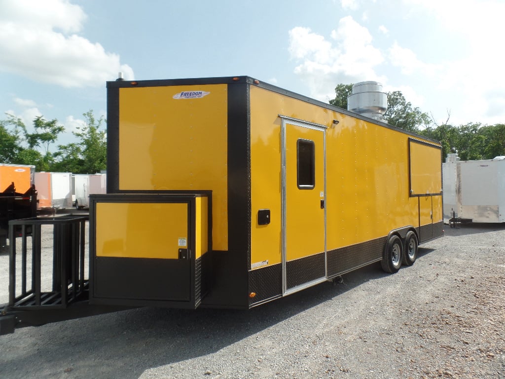 8.5' x 24' Yellow Porch Style Concession Food Trailer