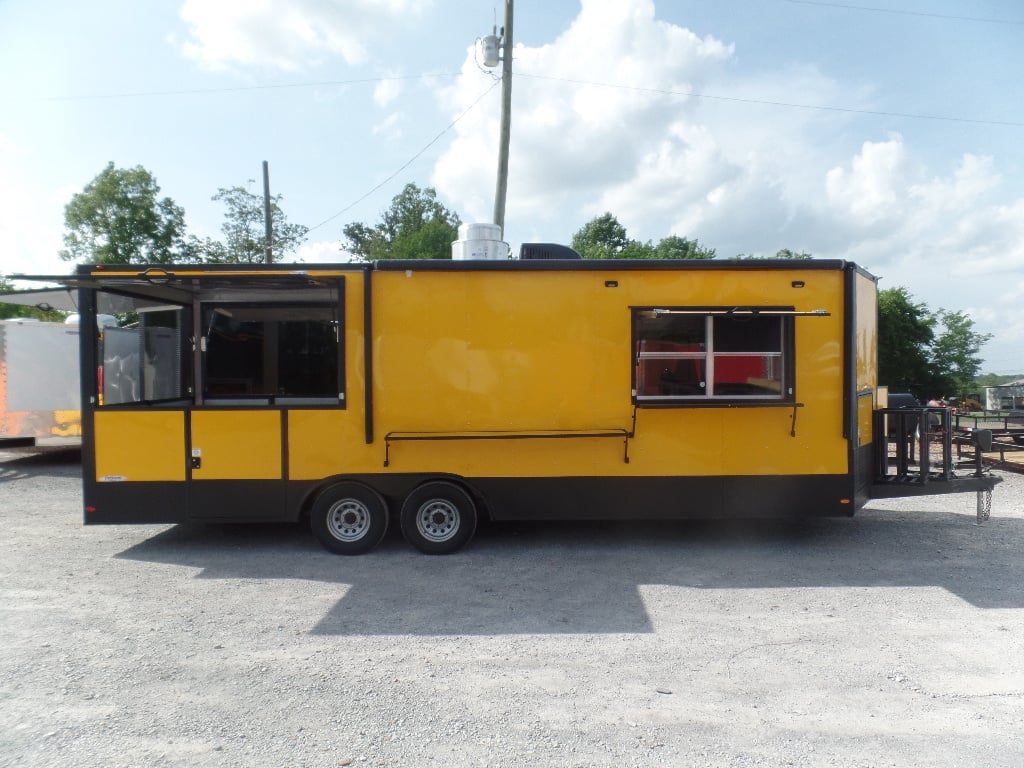 8.5' x 24' Yellow Porch Style Concession Food Trailer