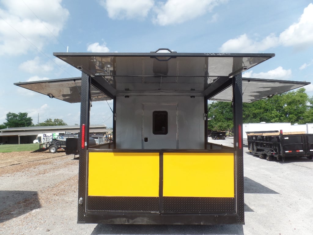 8.5' x 24' Yellow Porch Style Concession Food Trailer