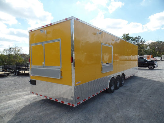 Concession Trailer 8.5' x 32' Yellow Food Event Catering