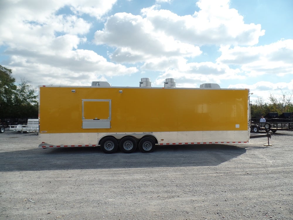 Concession Trailer 8.5' x 32' Yellow Food Event Catering