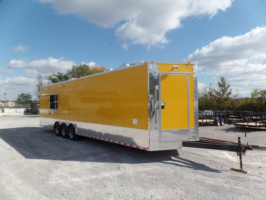 Concession Trailer 8.5' x 32' Yellow Food Event Catering