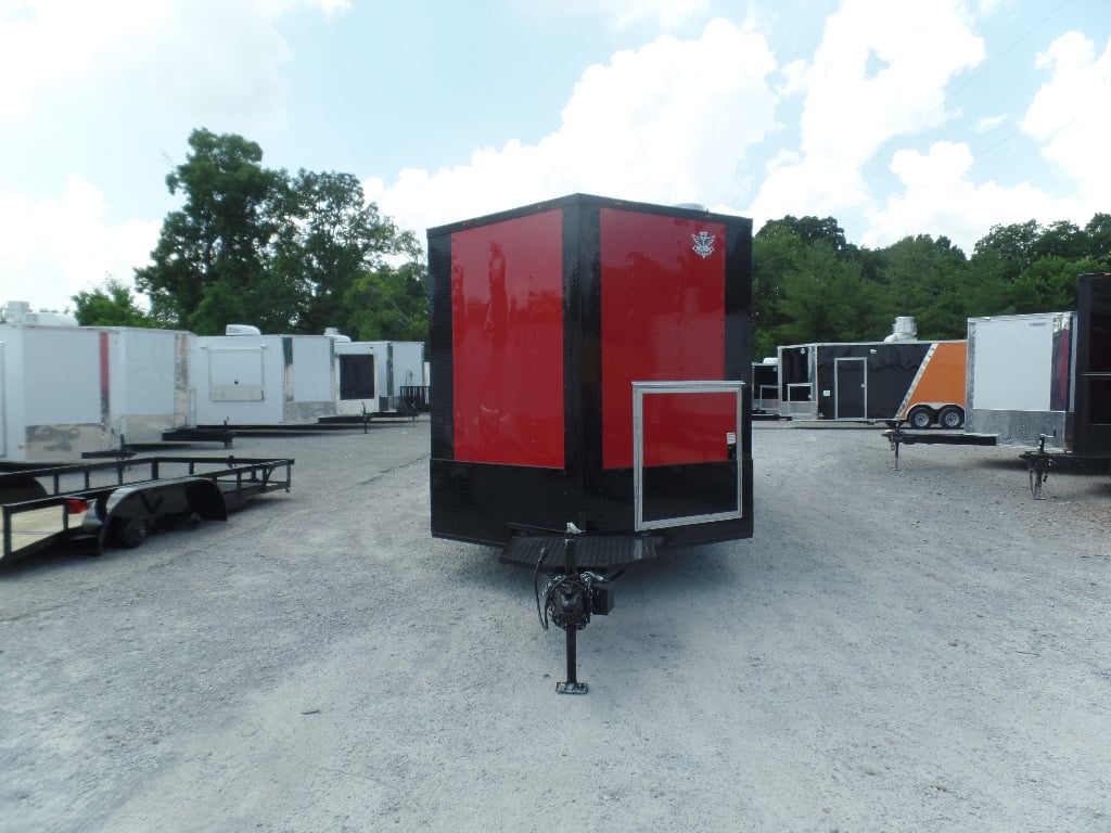 8.5' x 22' Red Porch Style Concession Food Trailer