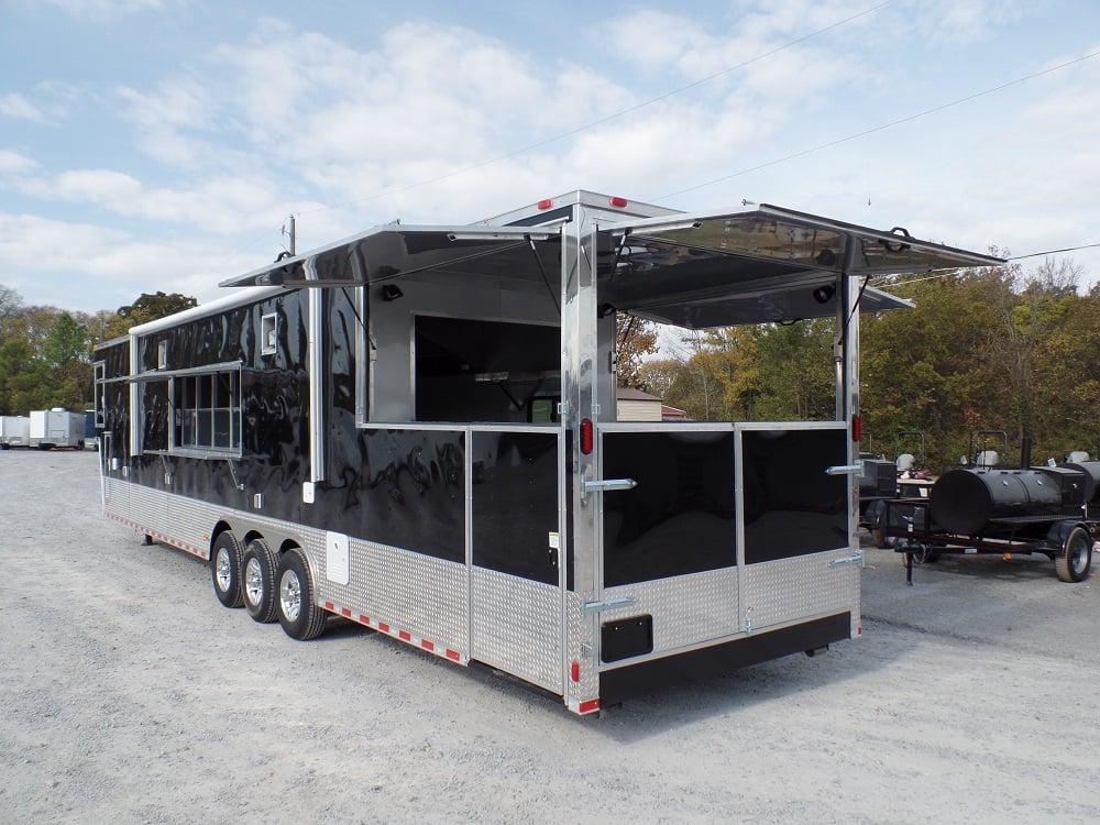 8.5' x 45' Concession Food Trailer Black Event Catering