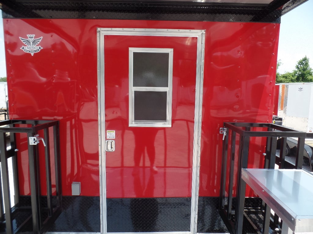 8.5' x 22' Red Porch Style Concession Food Trailer