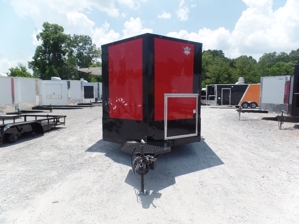 8.5' x 22' Red Porch Style Concession Food Trailer