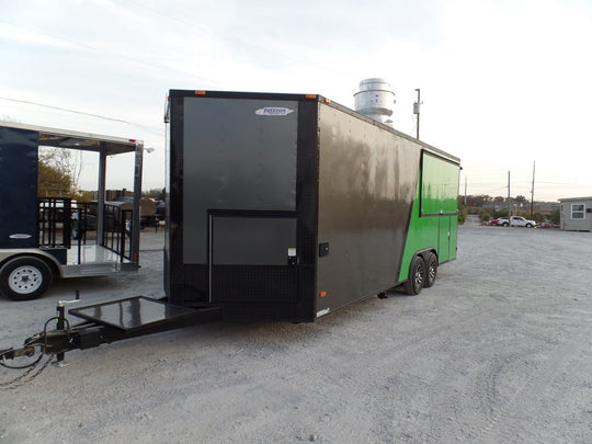 8.5' x 22' Concession Food Trailer Charcoal Grey/Green