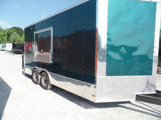 8.5' x 16' Food Event Concession Emerald Green Trailer With Appliances