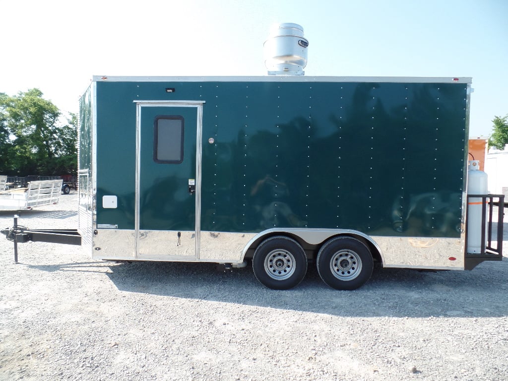 8.5' x 16' Food Event Concession Emerald Green Trailer With Appliances