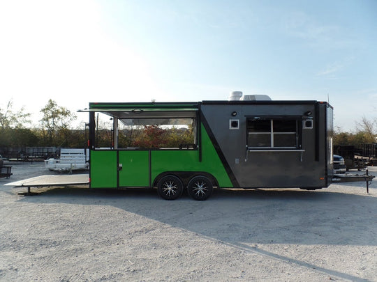 8.5' x 22' Concession Food Trailer Charcoal Grey/Green