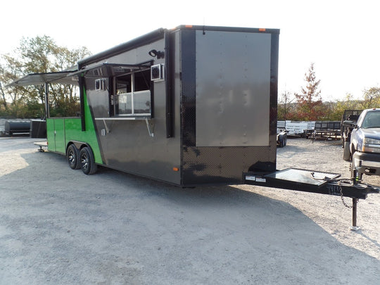 8.5' x 22' Concession Food Trailer Charcoal Grey/Green