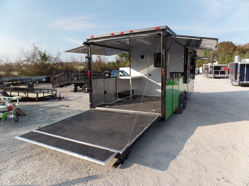 8.5' x 22' Concession Food Trailer Charcoal Grey/Green