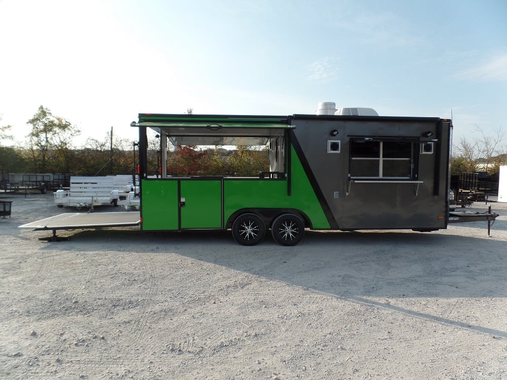 8.5' x 22' Concession Food Trailer Charcoal Grey/Green