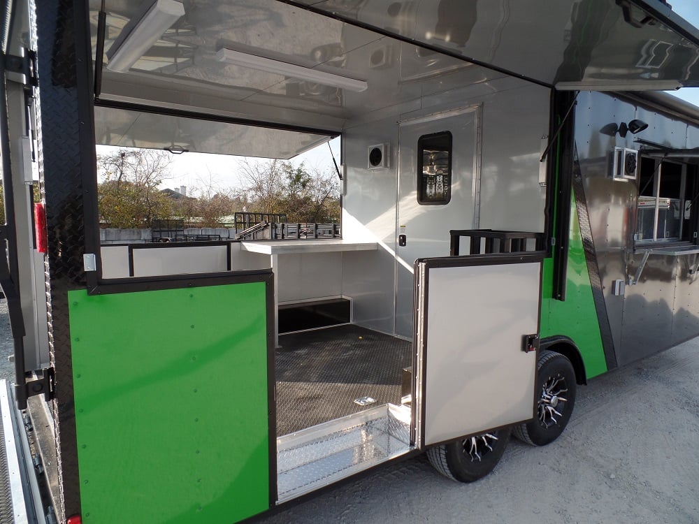 8.5' x 22' Concession Food Trailer Charcoal Grey/Green