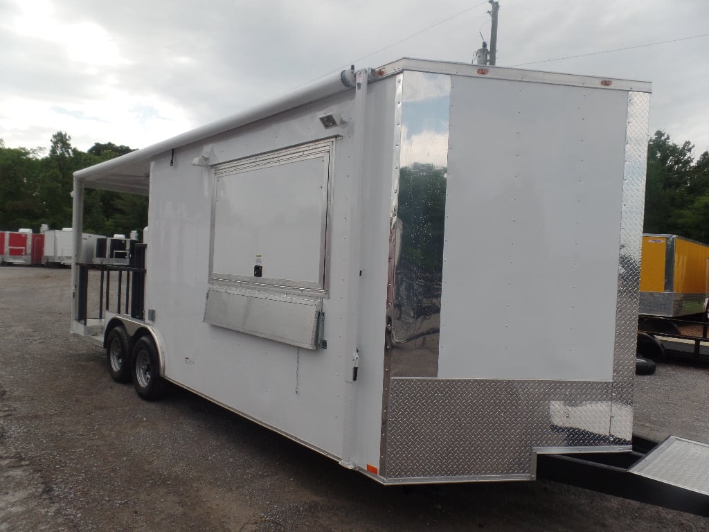 8.5' x 22' Concession Food White Porch Style Trailer With Appliances