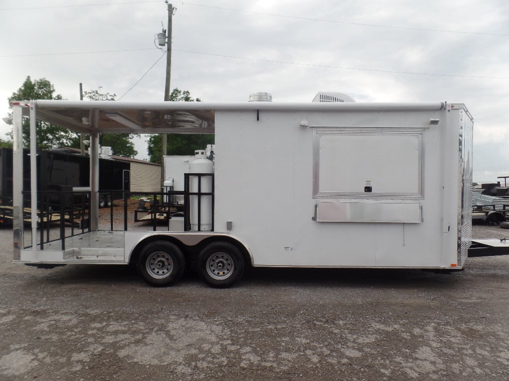 8.5' x 22' Concession Food White Porch Style Trailer With Appliances