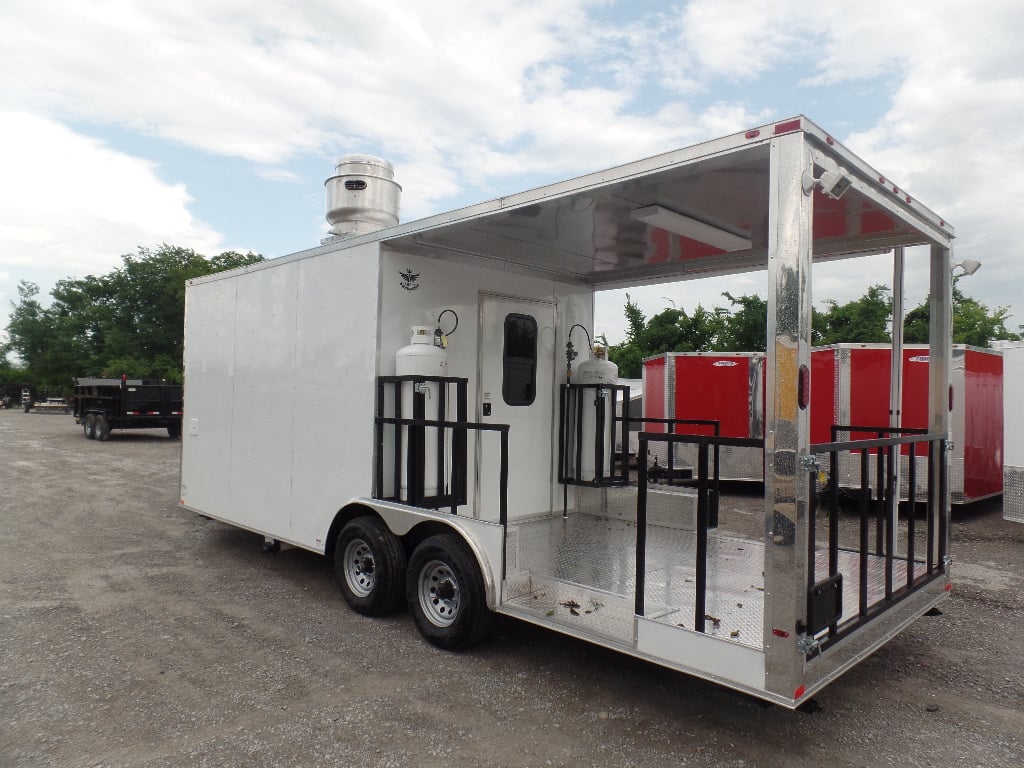 8.5' x 22' Concession Food White Porch Style Trailer With Appliances