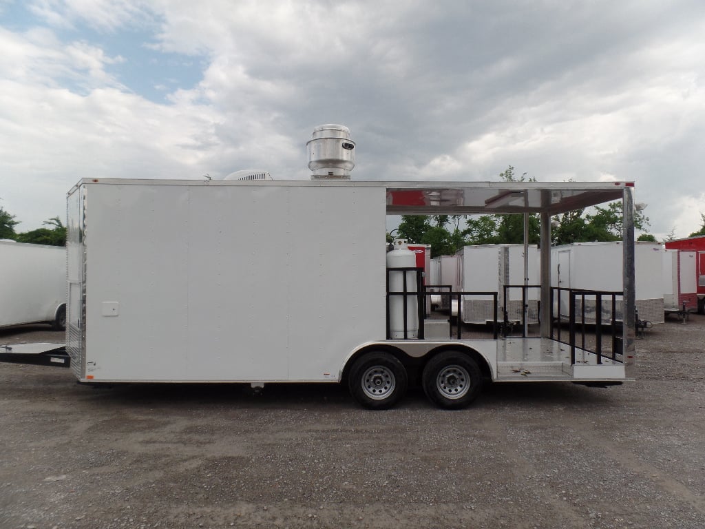 8.5' x 22' Concession Food White Porch Style Trailer With Appliances