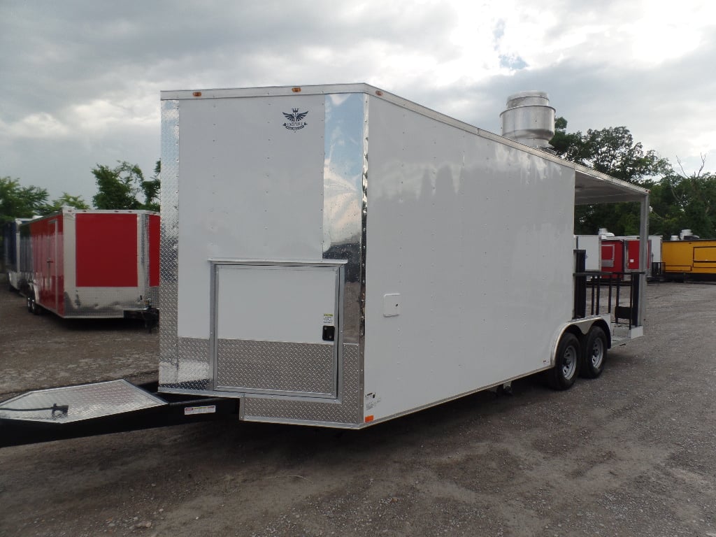 8.5' x 22' Concession Food White Porch Style Trailer With Appliances