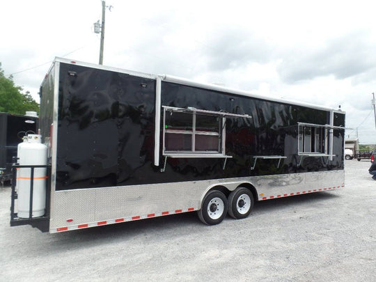 Concession 8.5' x 30' Black Catering Event Trailer - SLE Equipment - 1