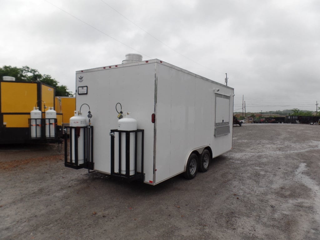 8.5' x 18' White Food Concession Catering Trailer With Appliances