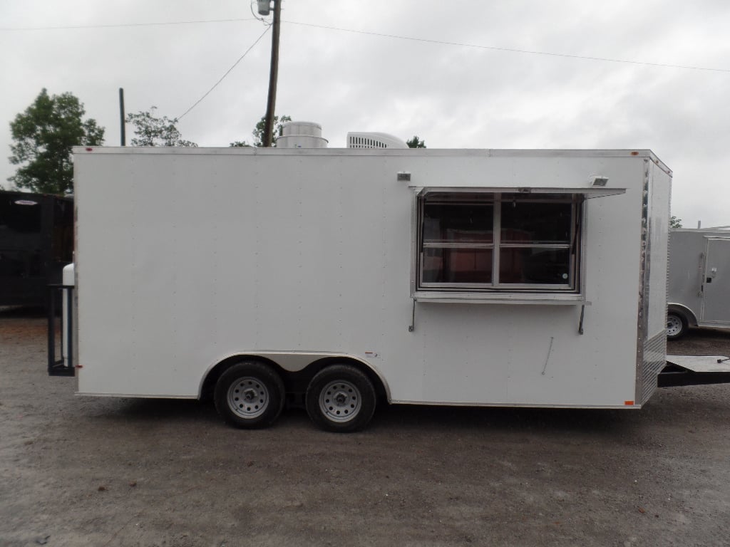 8.5' x 18' White Food Concession Catering Trailer With Appliances