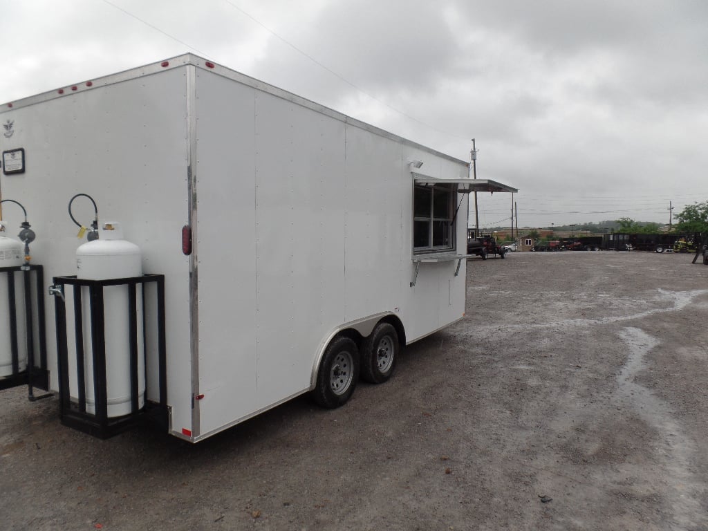 8.5' x 18' White Food Concession Catering Trailer With Appliances