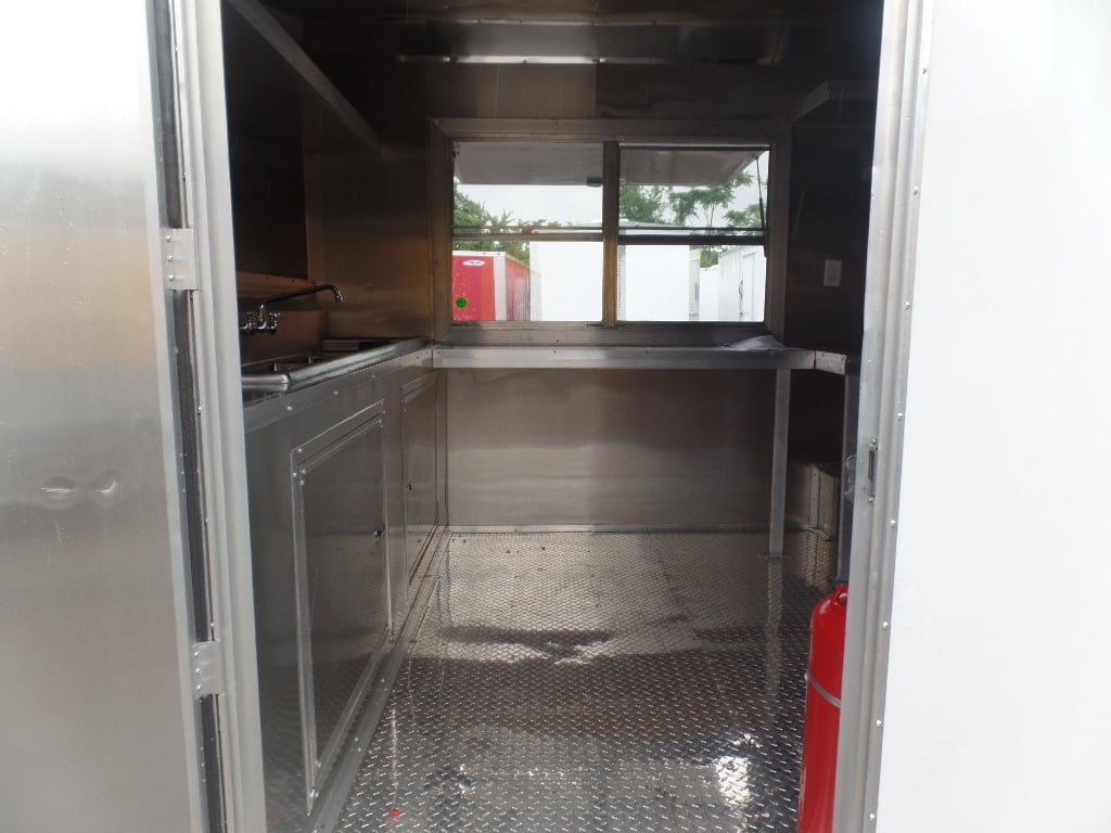 8.5' x 18' White Food Concession Catering Trailer With Appliances