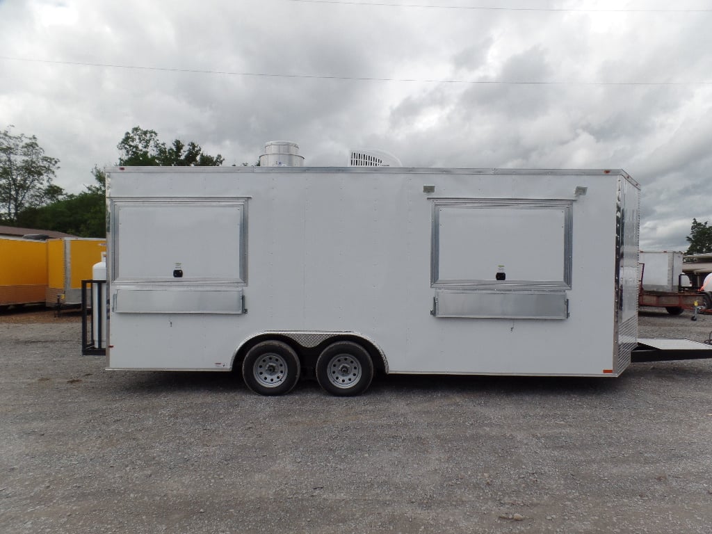 8.5' x 20' White Food Event Concession Trailer With Appliances