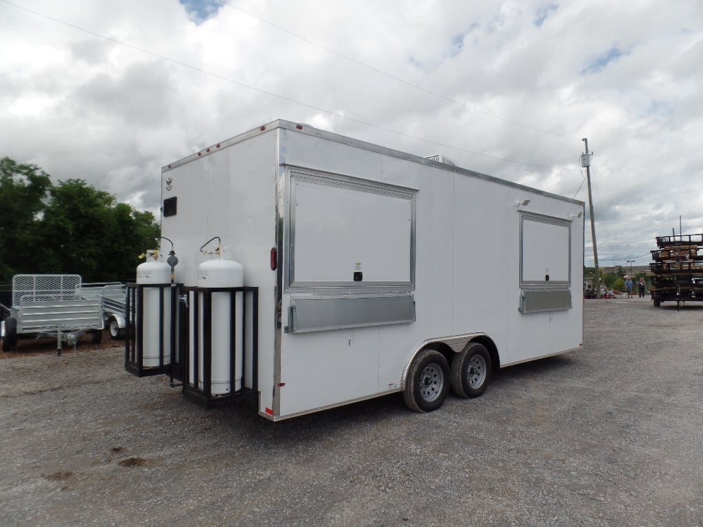 8.5' x 20' White Food Event Concession Trailer With Appliances