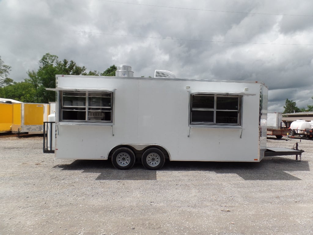 8.5' x 20' White Food Event Concession Trailer With Appliances