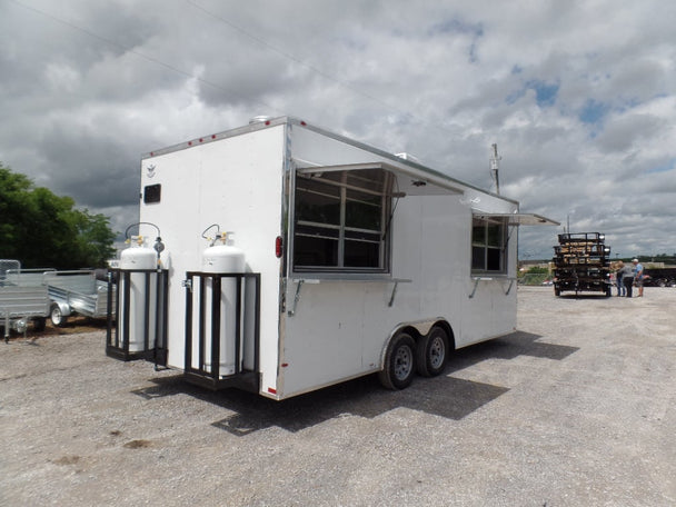 8.5' x 20' White Food Event Concession Trailer With Appliances