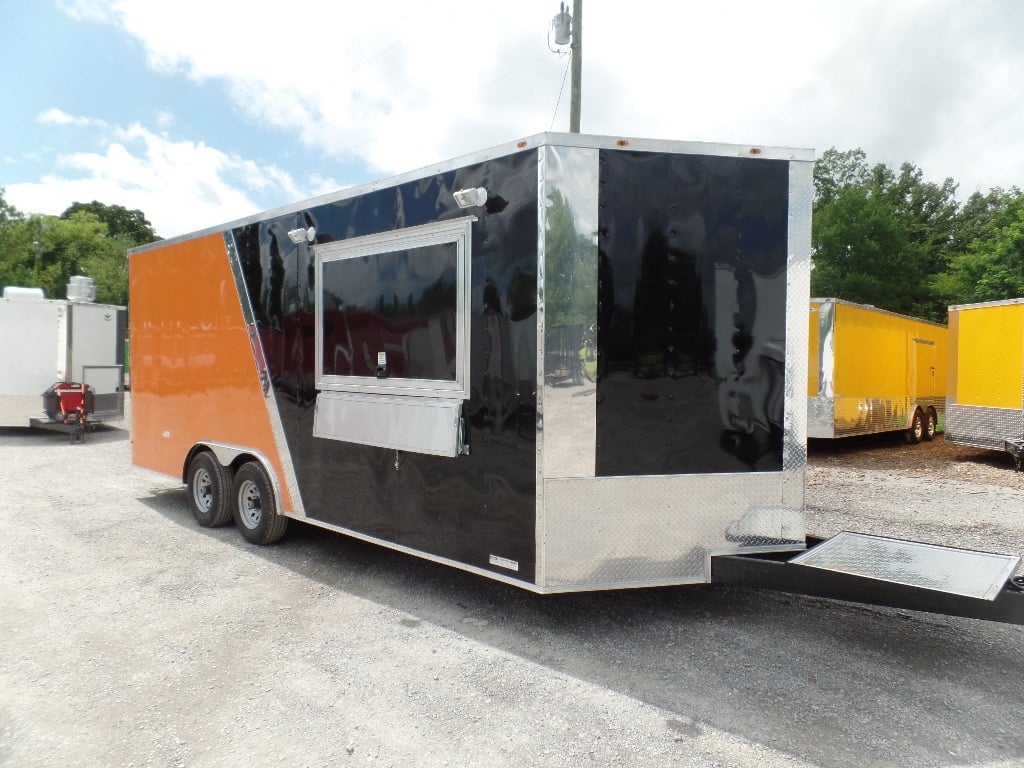 8.5' x 20' Orange And Black Food Concession Trailer With Appliances