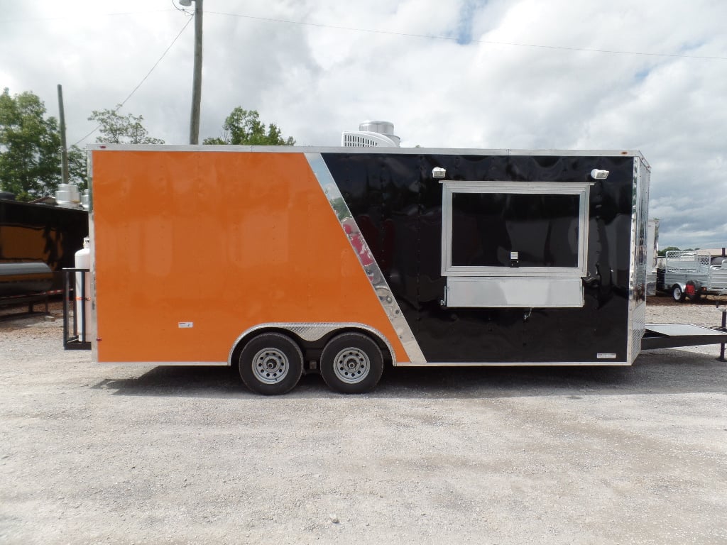 8.5' x 20' Orange And Black Food Concession Trailer With Appliances