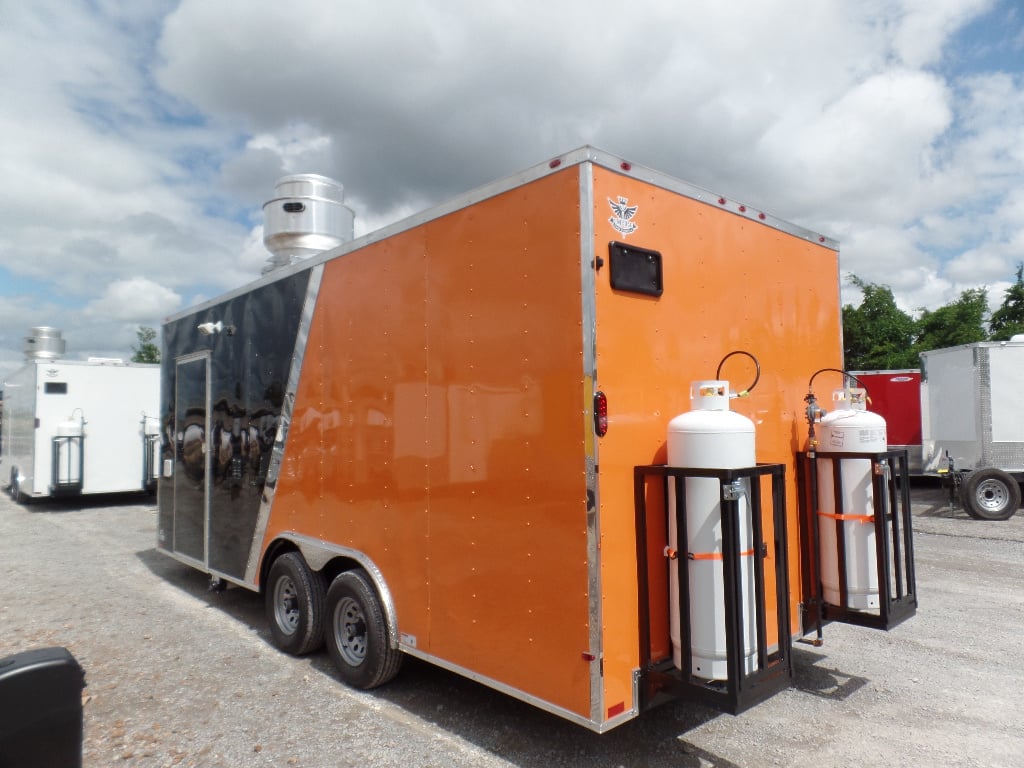 8.5' x 20' Orange And Black Food Concession Trailer With Appliances