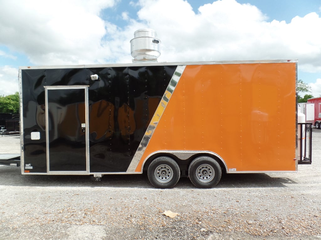 8.5' x 20' Orange And Black Food Concession Trailer With Appliances