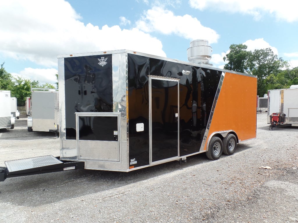 8.5' x 20' Orange And Black Food Concession Trailer With Appliances