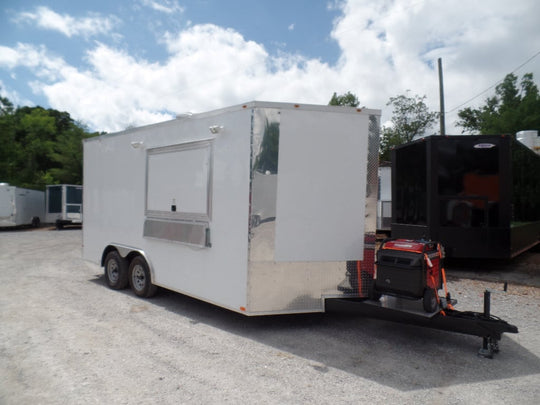 8.5' x 16' White Concession Food Event Trailer With Appliances