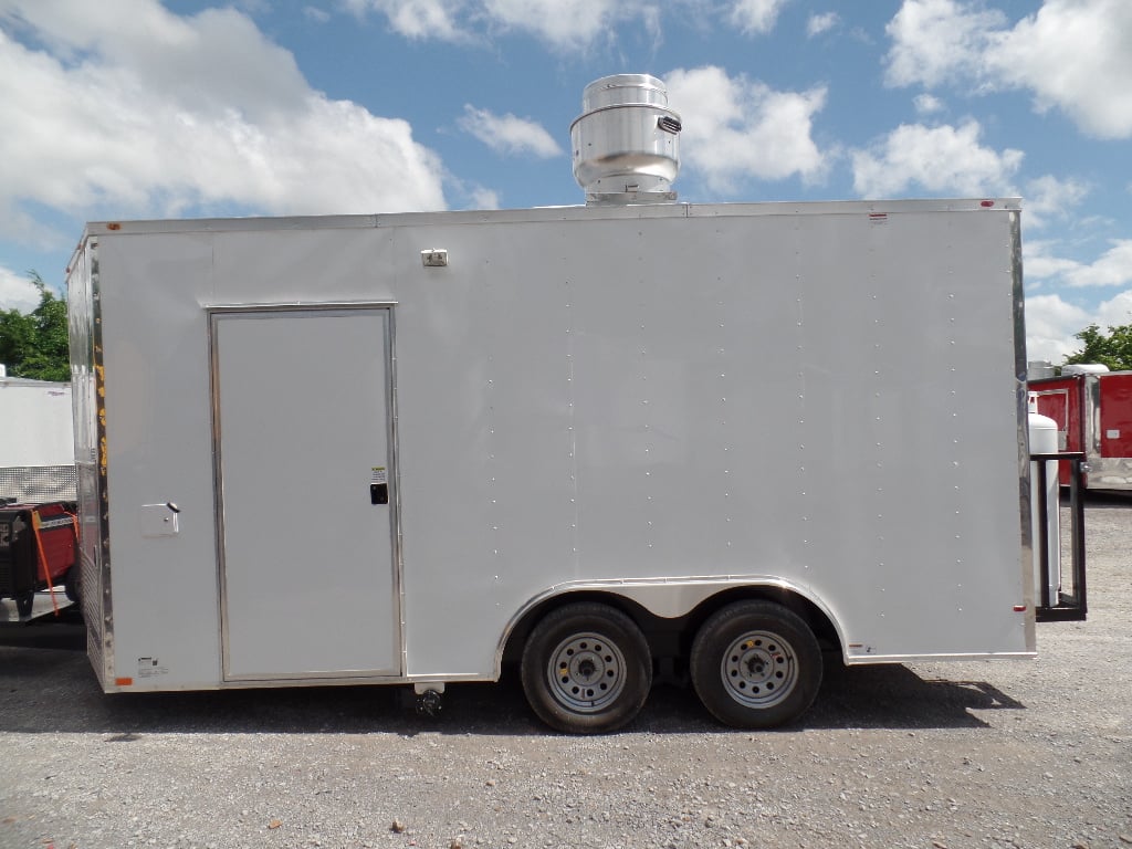 8.5' x 16' White Concession Food Event Trailer With Appliances