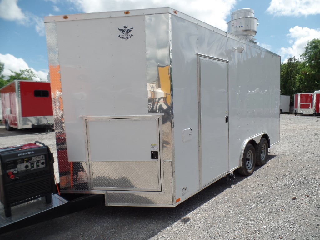 8.5' x 16' White Concession Food Event Trailer With Appliances