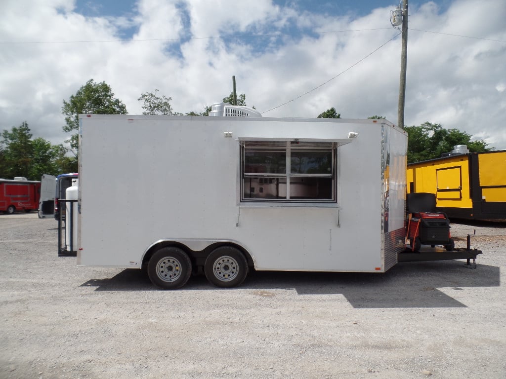 8.5' x 16' White Concession Food Event Trailer With Appliances