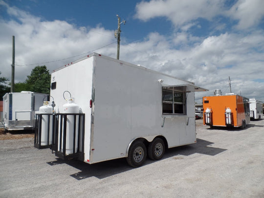 8.5' x 16' White Concession Food Event Trailer With Appliances