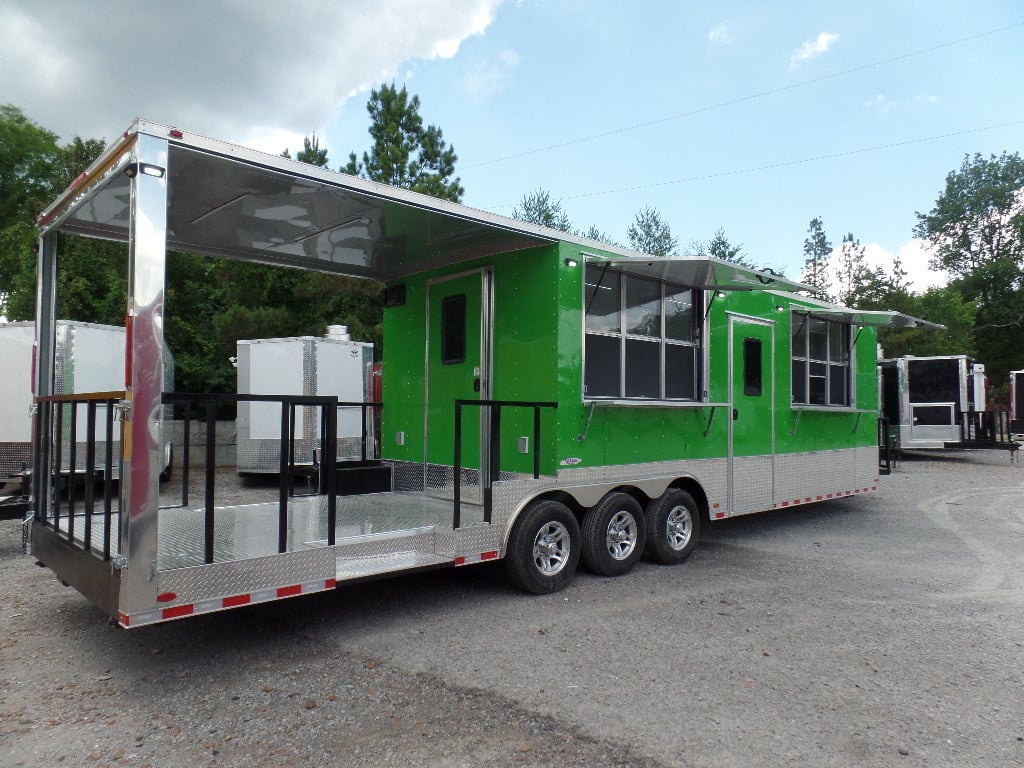 8.5' x 32' Lime Green Catering Food Concession Trailer