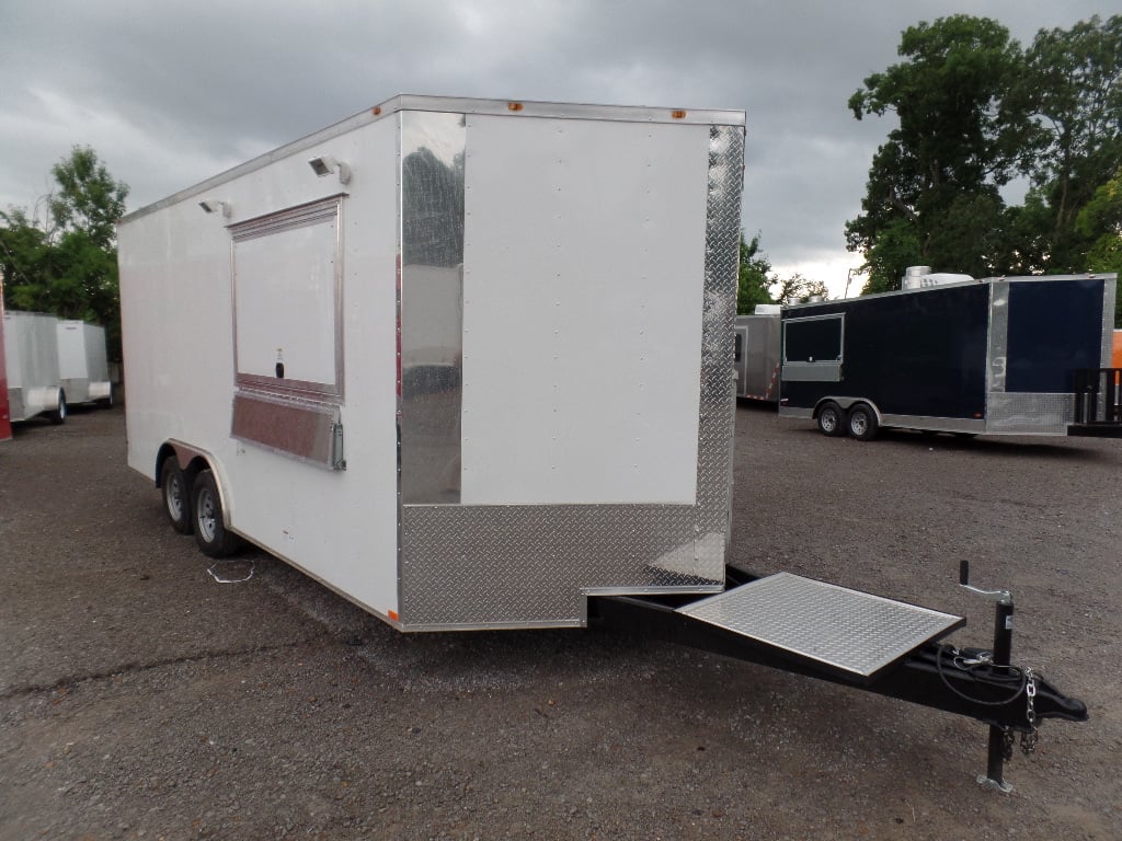 8.5' x 18' White Concession Food Trailer With Appliances