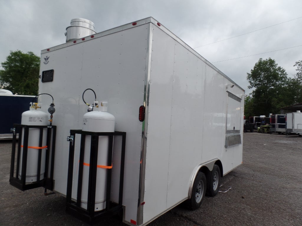 8.5' x 18' White Concession Food Trailer With Appliances