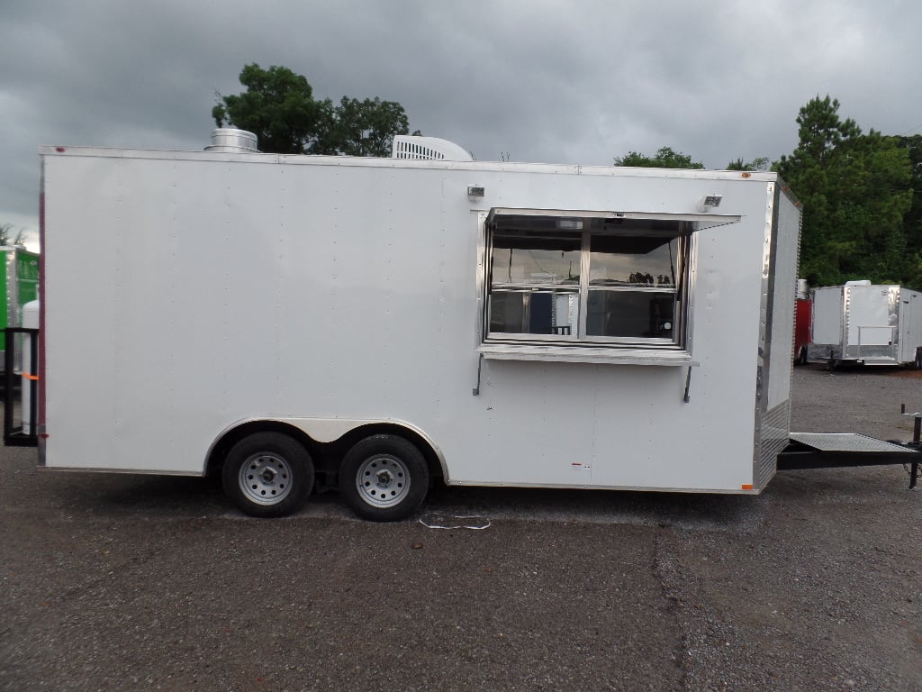 8.5' x 18' White Concession Food Trailer With Appliances